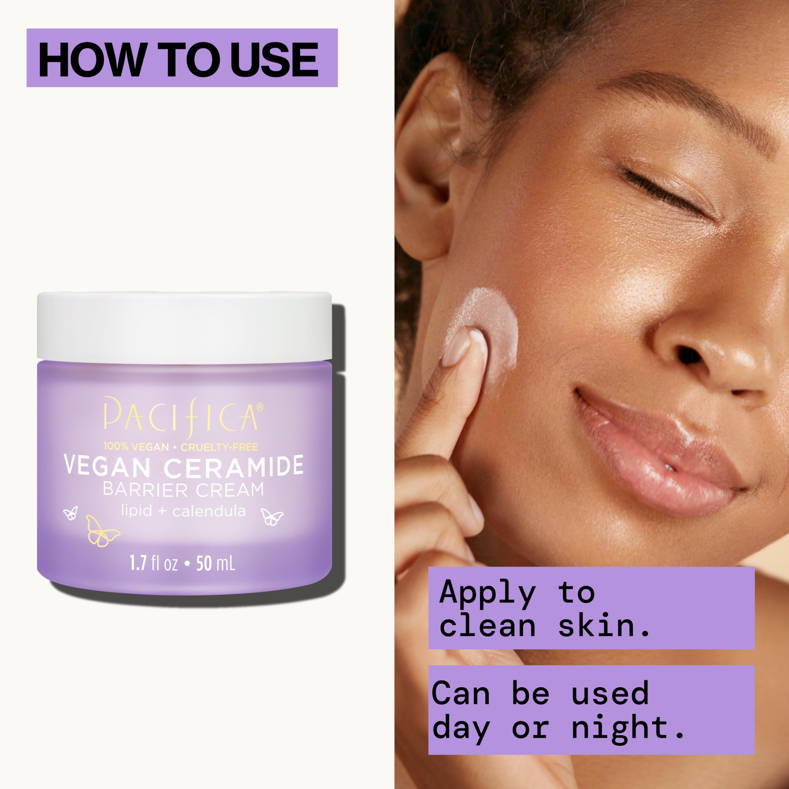 Pacifica Face Cream under-makeup wear demonstrates quick absorption