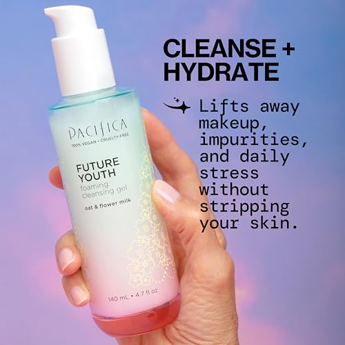 Pacifica Future Youth Foaming Face Wash highlights Flora Peptide-11 complex for firmer-looking skin