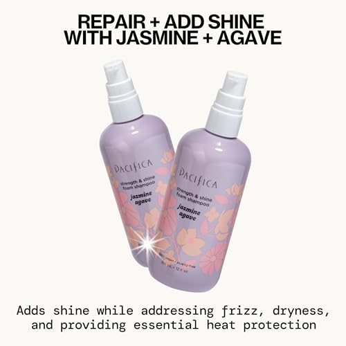 Pacifica Jasmine Agave Strength & Shine foam on pump shows gentle cleansing.