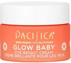Pacifica Glow Baby Eye Cream tube closeup showing fragrance-free brightening formula for tired eyes