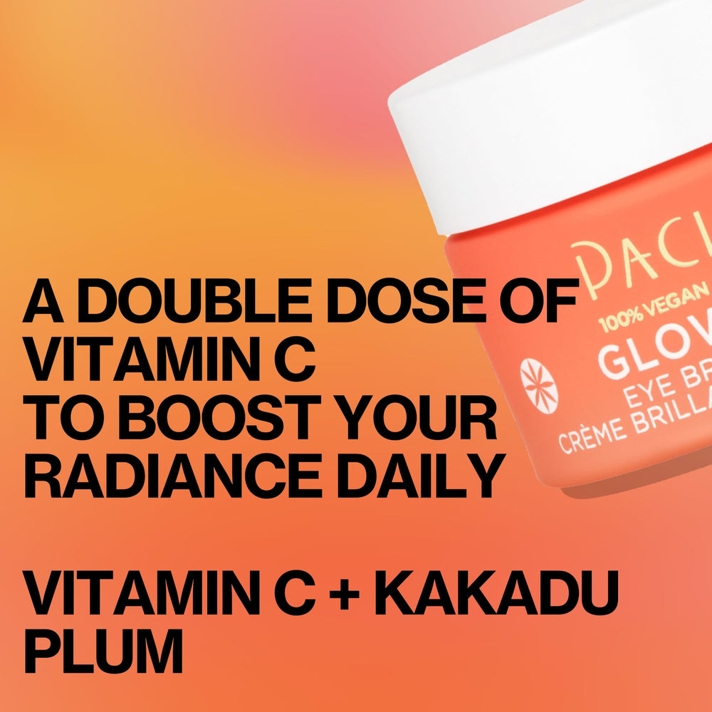 Pacifica Glow Baby Eye Cream vitamin C closeup suggests antioxidant brightening for even-toned under-eye