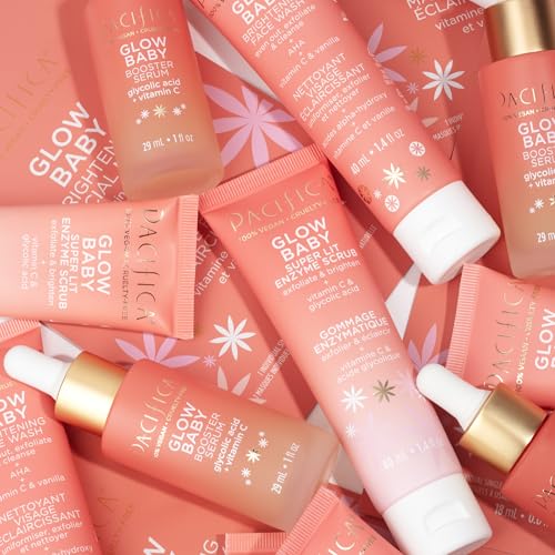 Pacifica Glow Baby Scrub on fingertips demonstrating mild, acne-friendly exfoliation.