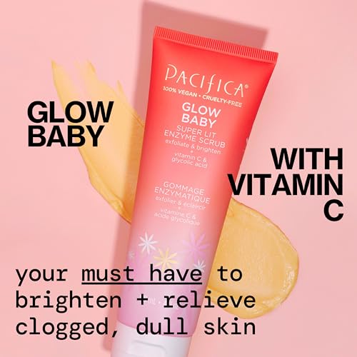Pacifica Glow Baby Exfoliating Scrub texture closeup reveals gentle rice powder exfoliation.