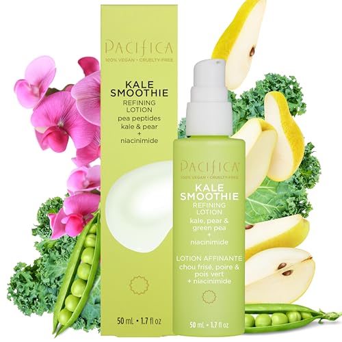 Texture close-up of Pacifica Kale Smoothie Face Lotion highlights gel-like, fast-absorbing formula.