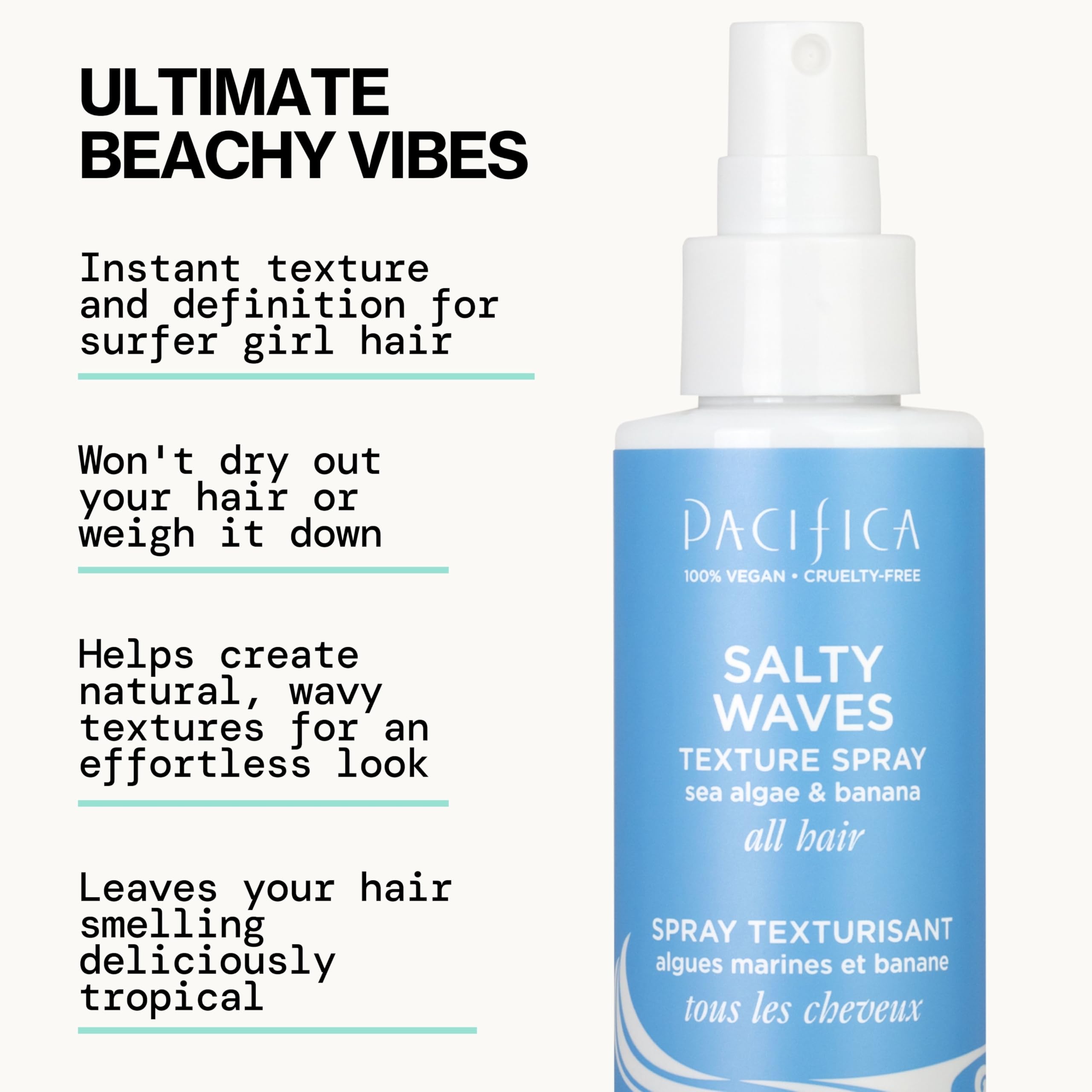 Pacifica Salty Waves delivers light hold to keep waves soft and movable.