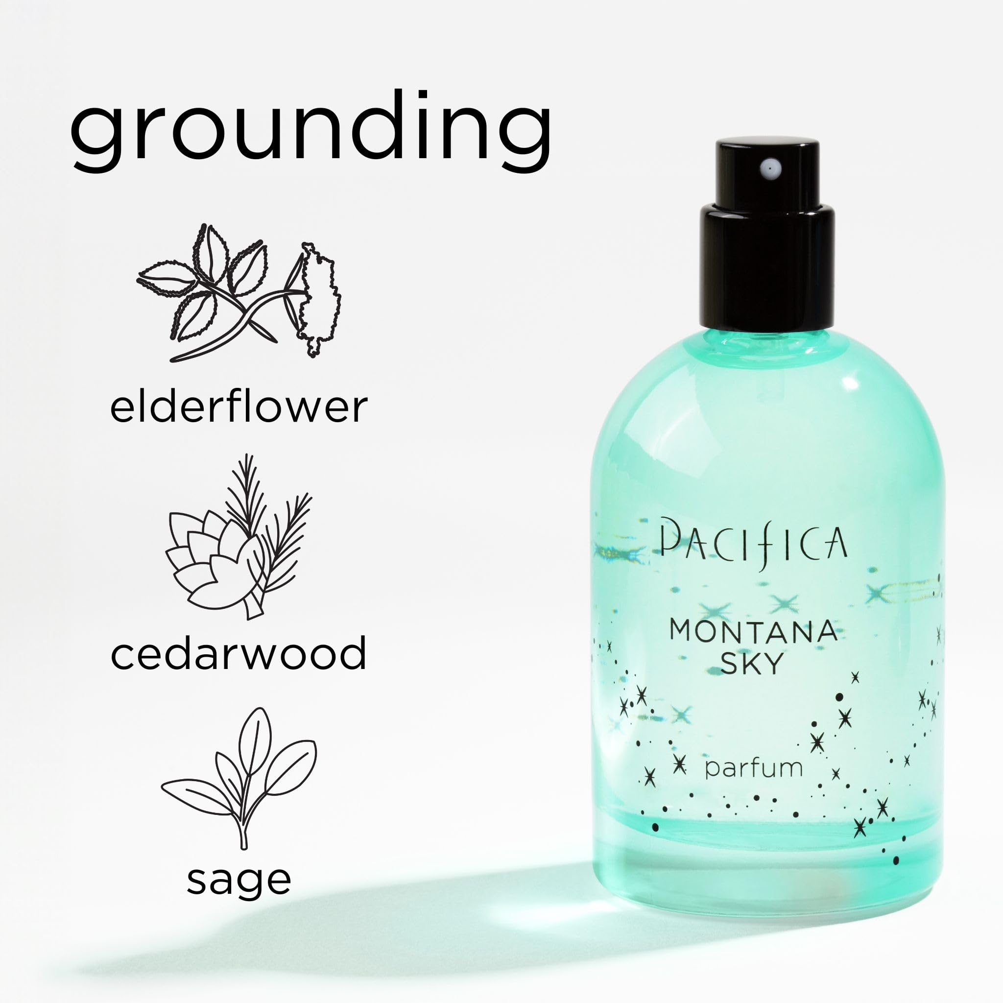 Pacifica Montana Sky mood-aromatherapy emphasis suggests a calming routine during busy days.