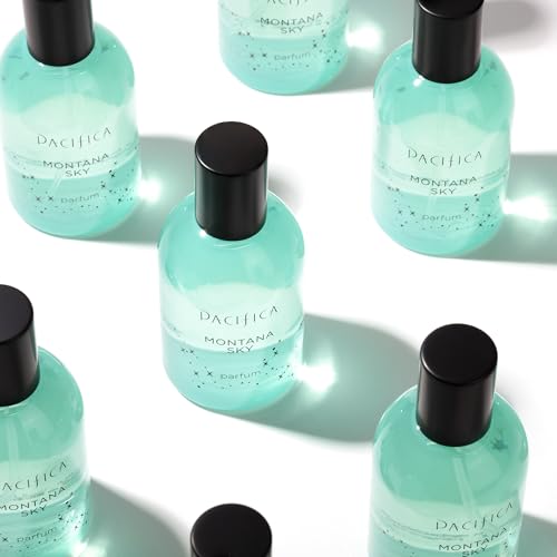 Pacifica Montana Sky unisex model demonstrates versatile, everyday fragrance for office and casual wear.