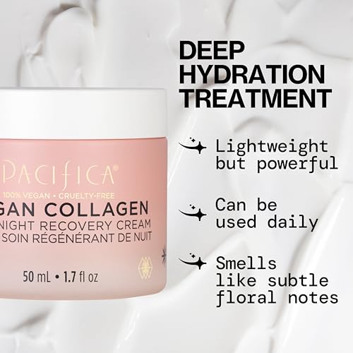 Pacifica night face cream jar packaging highlights clean vegan cruelty-free beauty for sensitive skin