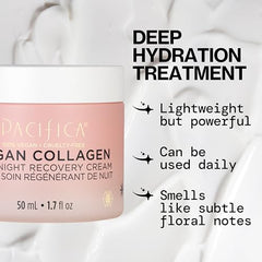 Pacifica night face cream jar packaging highlights clean vegan cruelty-free beauty for sensitive skin