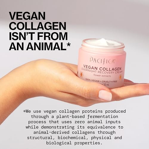 Pacifica vegan collagen night cream texture swatch demonstrates creamy comfort for dry skin
