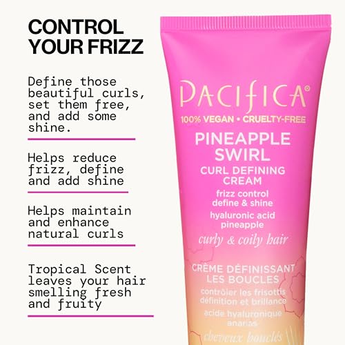 Pacifica Pineapple Swirl on model hair with tamed frizz and bounce.