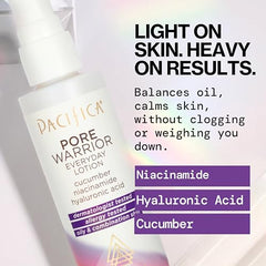 Pacifica Pore Warrior texture on skin indicates lightweight hydration.
