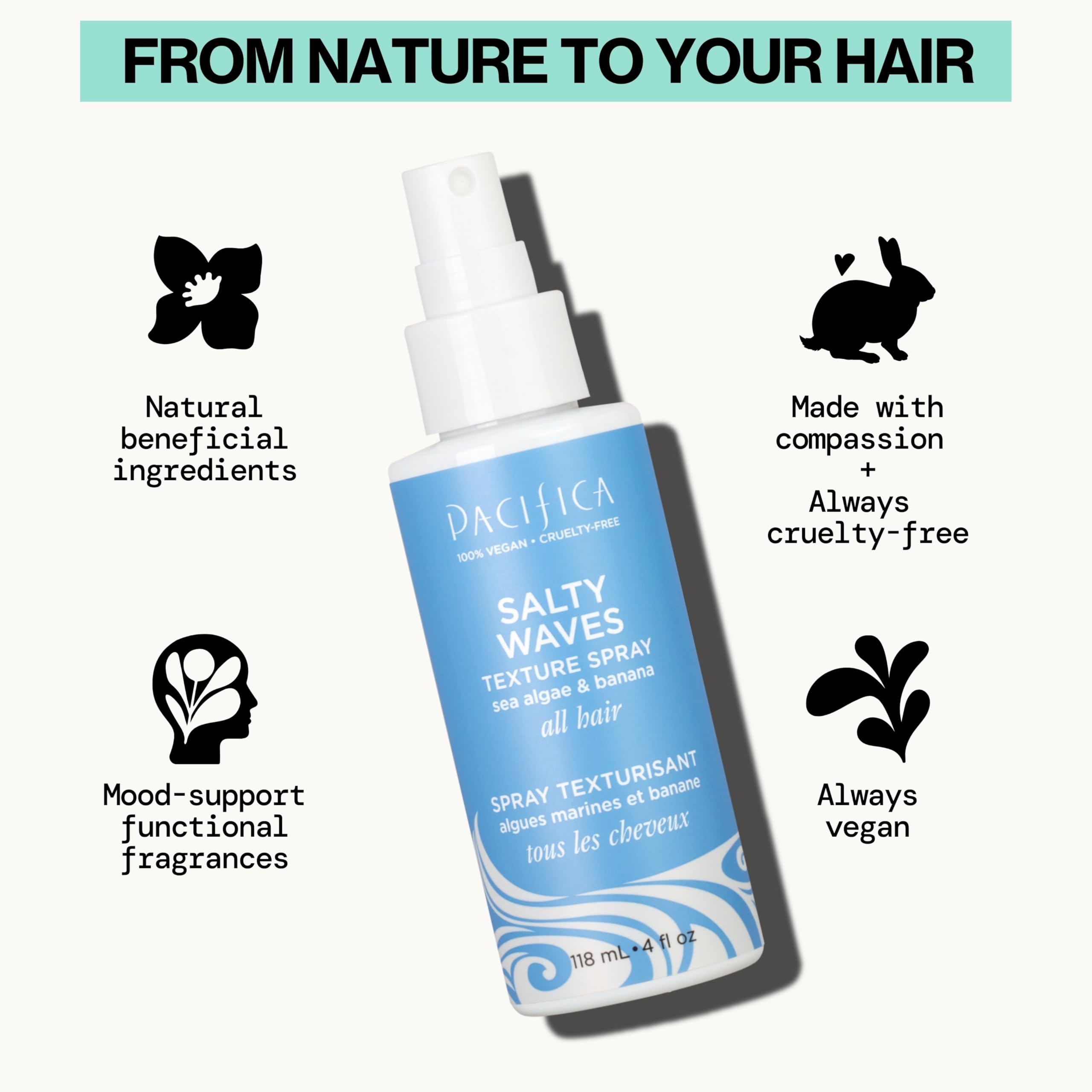 Pacifica sulfate-free formula supports soft, flexible waves.