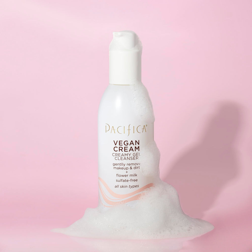 Pacifica Vegan Collagen Cleanser skin-balance shot signaling balanced moisture.