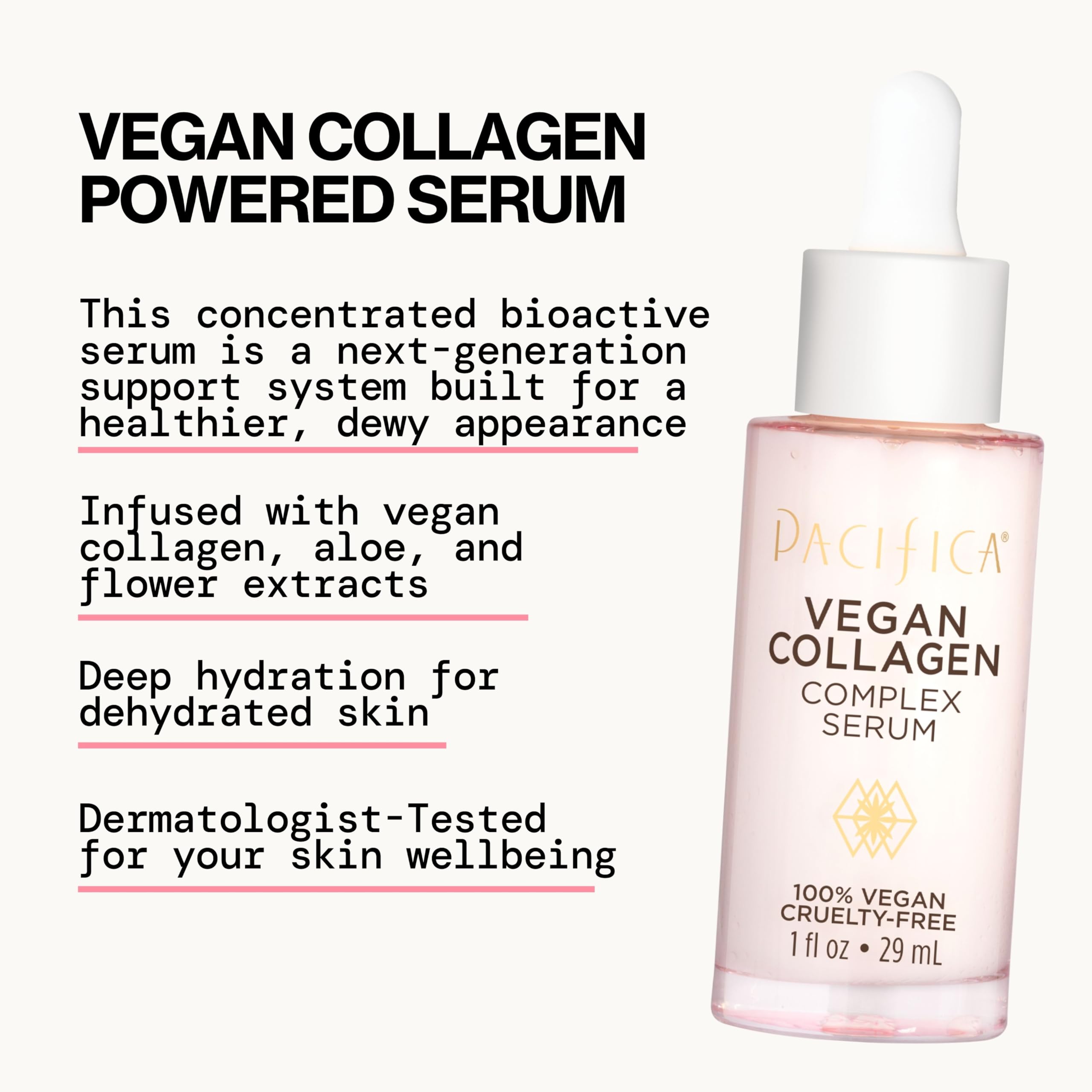 Pacifica Vegan Collagen Complex Serum layered under makeup for a smooth base.