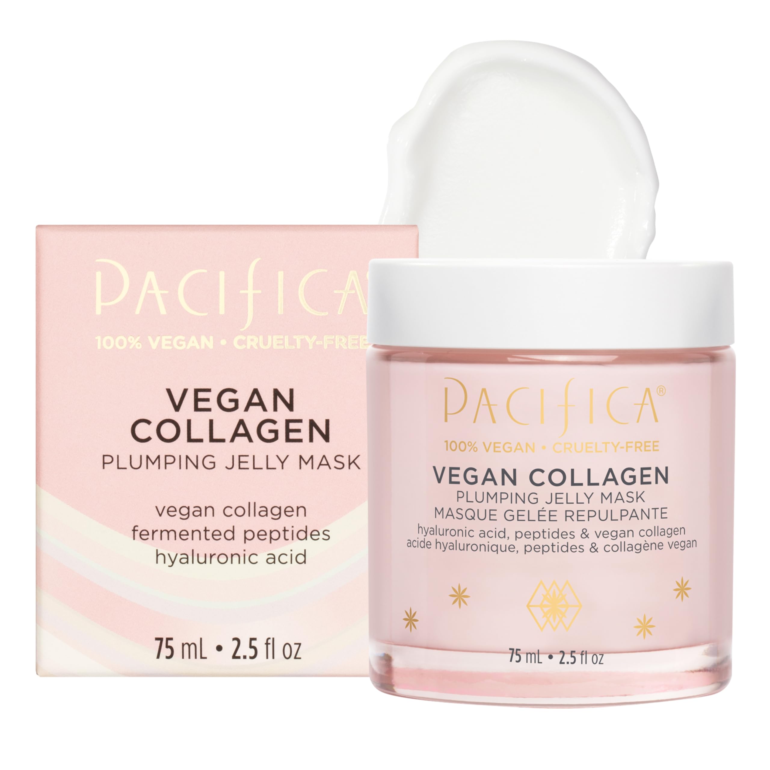 Pacifica Vegan Collagen Plumping Jelly Mask featuring squalane and hyaluronic acid for deep hydration