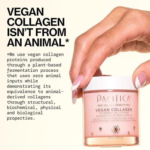 Pacifica Vegan Collagen Plumping Jelly Mask texture being squeezed from the jar for immediate hydration