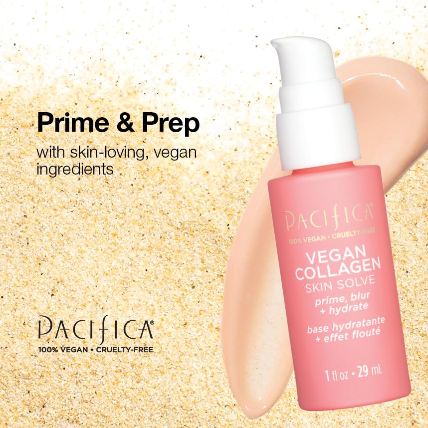 Pacifica Vegan Collagen Skin Solve Primer silicone-free formula avoids tackiness.