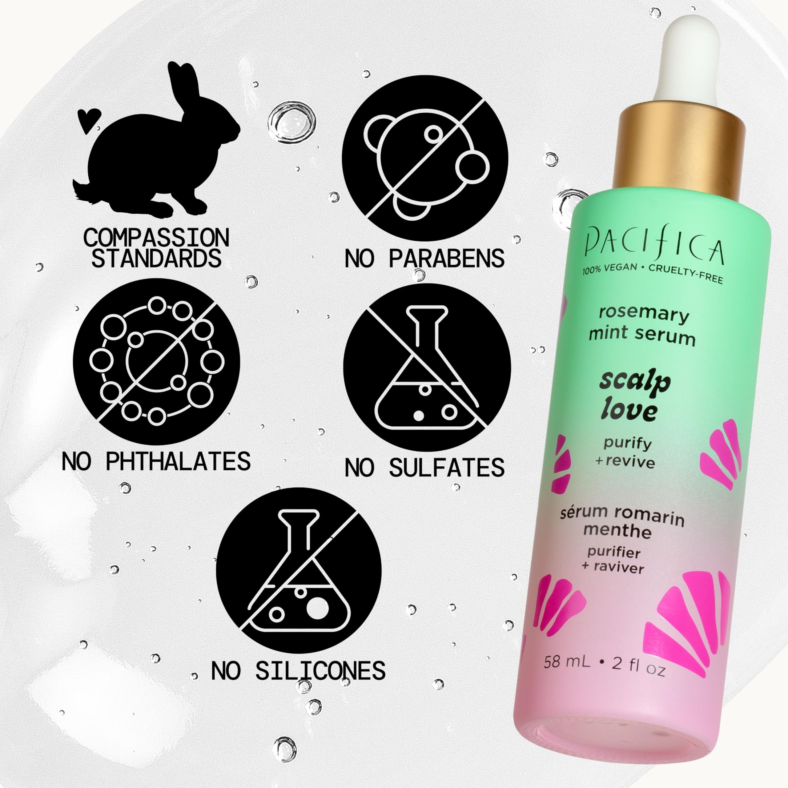 Pacifica vegan cruelty free symbol emphasizes ethical, planet friendly choice.