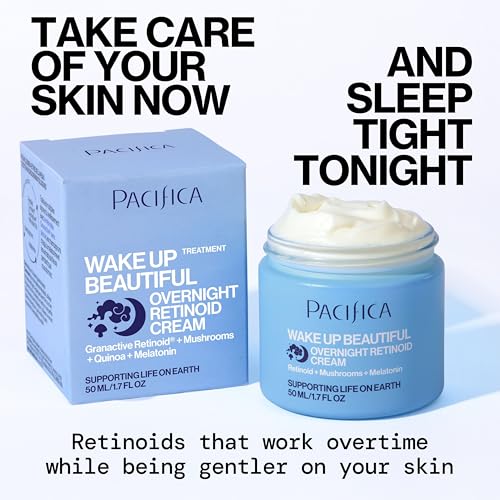 Pacifica Wake Up Beautiful Night Cream being applied at night for soothing, restorative moisture