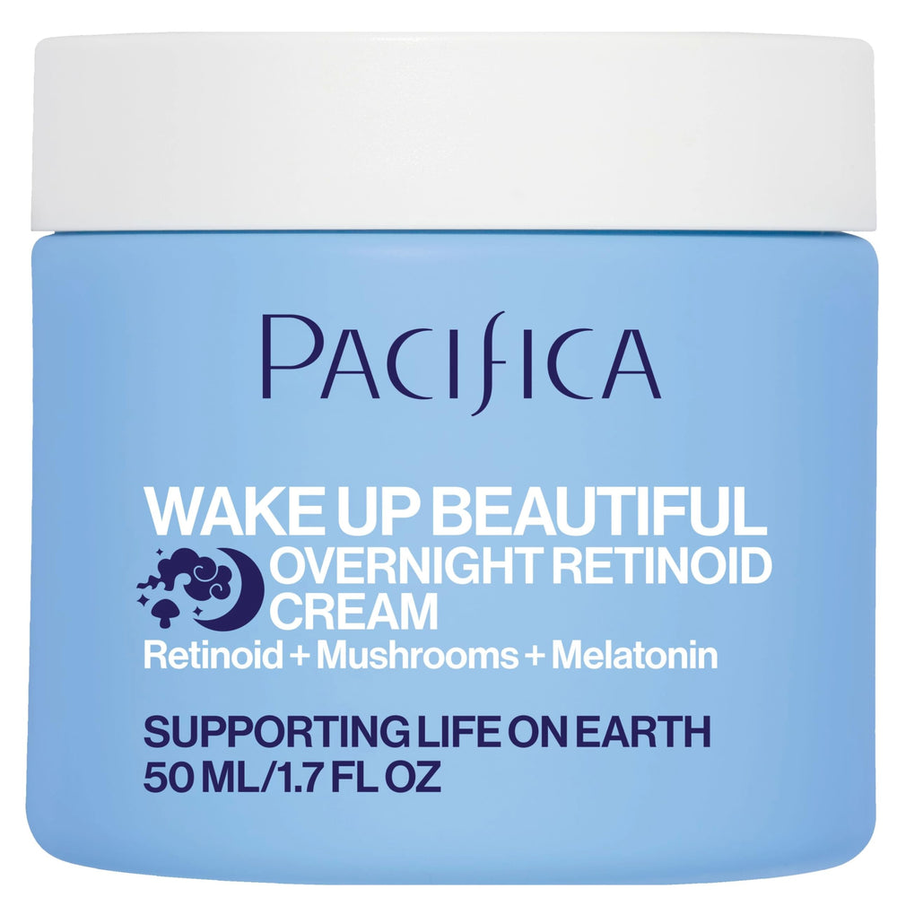 Pacifica Wake Up Beautiful Night Cream jar close-up showing creamy texture for overnight hydration