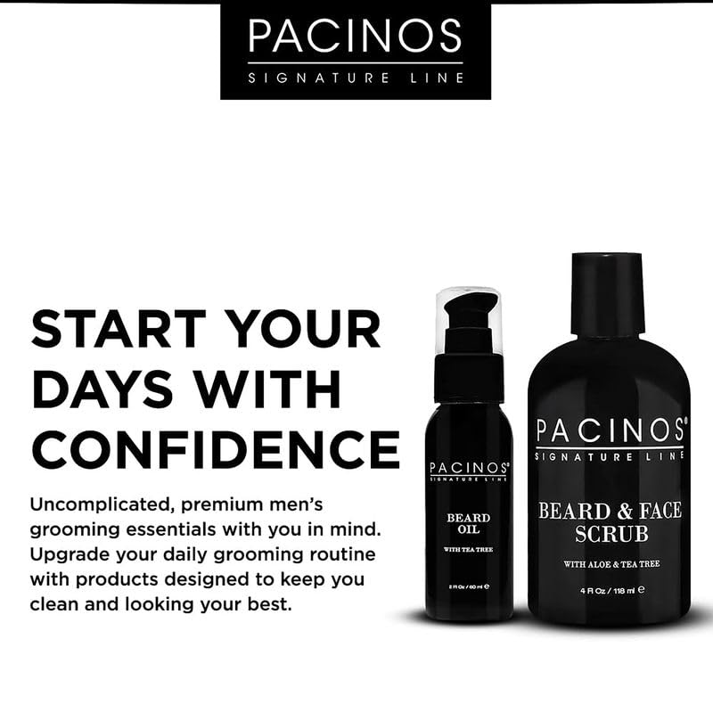 Pacinos Beard Oil glossy-beard close-up reveals natural shine and refined texture.