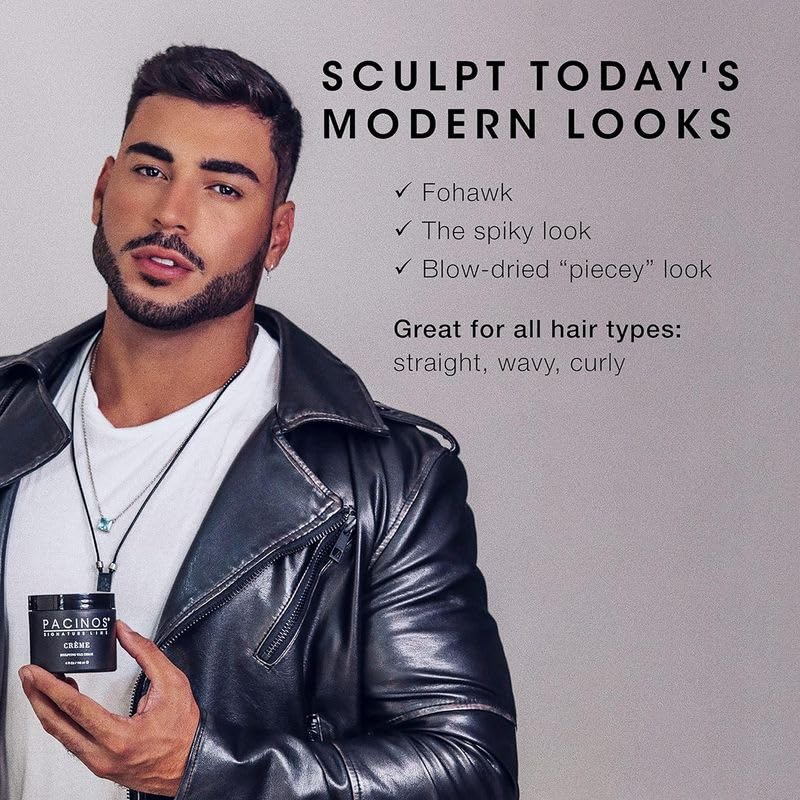 Pacinos Creme Hair Sculpting Wax Cream being applied from roots to tips for texture