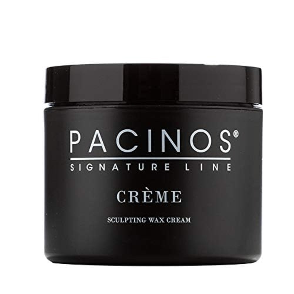 Pacinos Creme Hair Sculpting Wax Cream packaged shows easy washout and everyday style