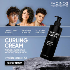 Pacinos Curling Cream application on hands for quick shaping and even distribution