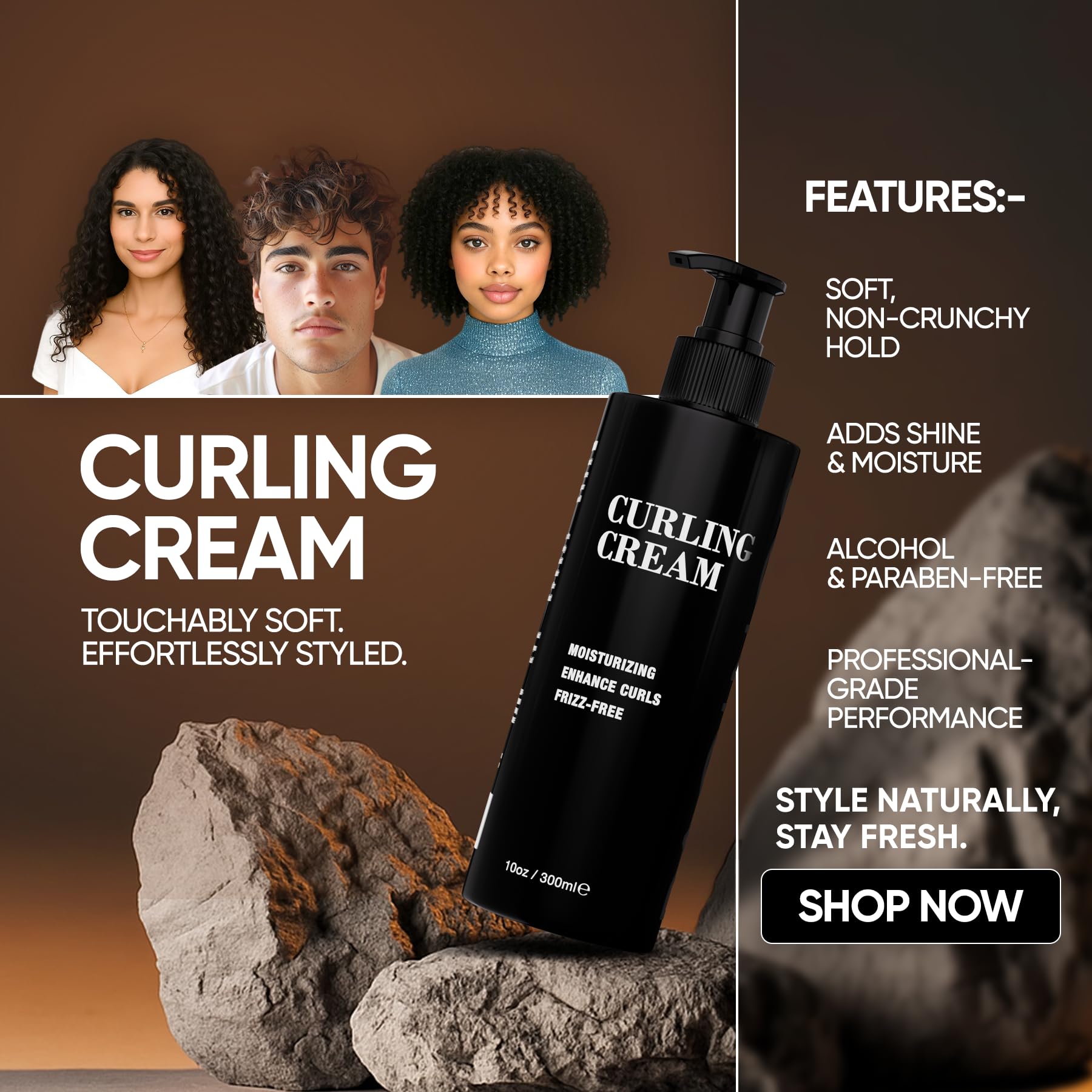 Pacinos Curling Cream define-curly close-up showcasing defined curls and bounce