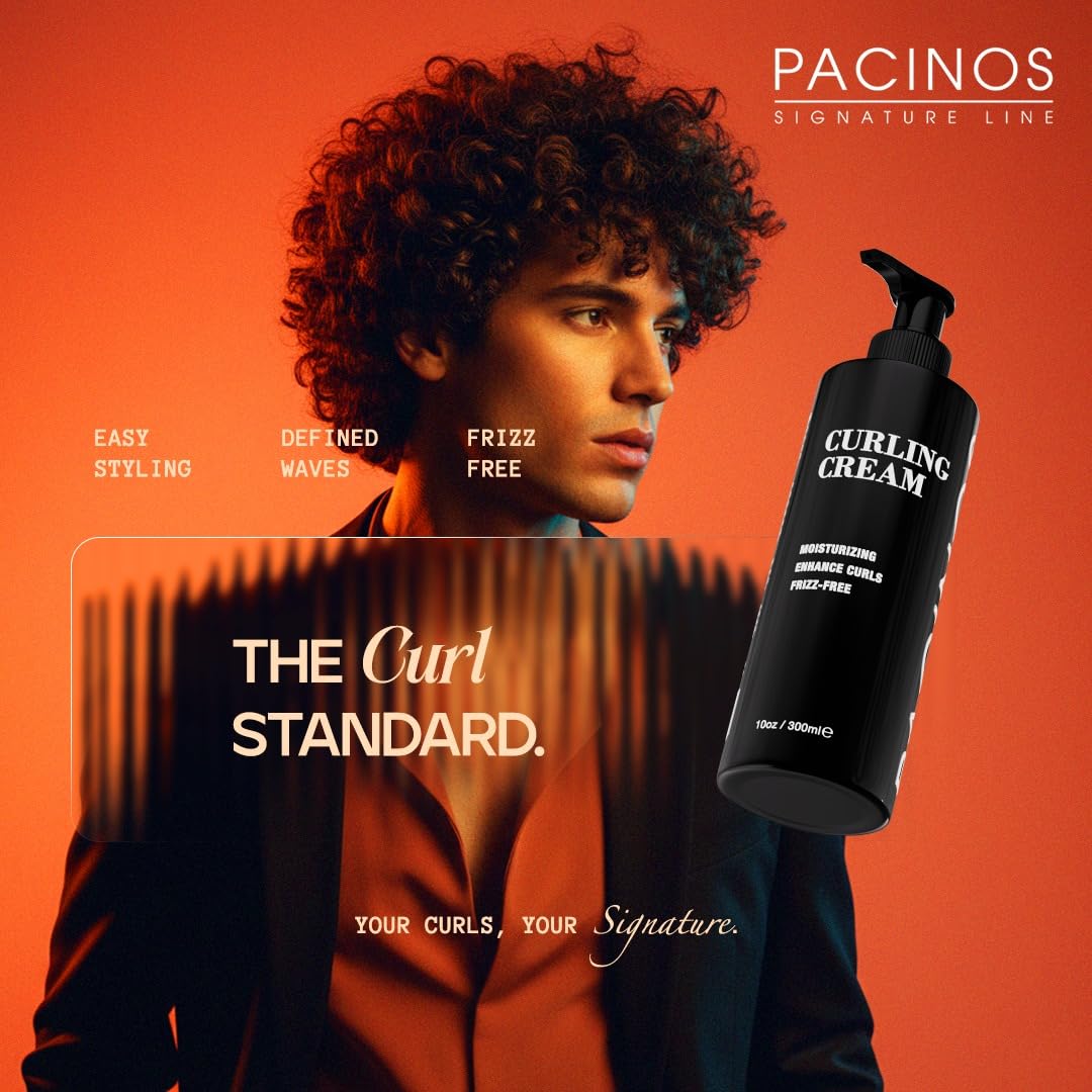 Pacinos Curling Cream frizz-control close-up with sleek, manageable hair