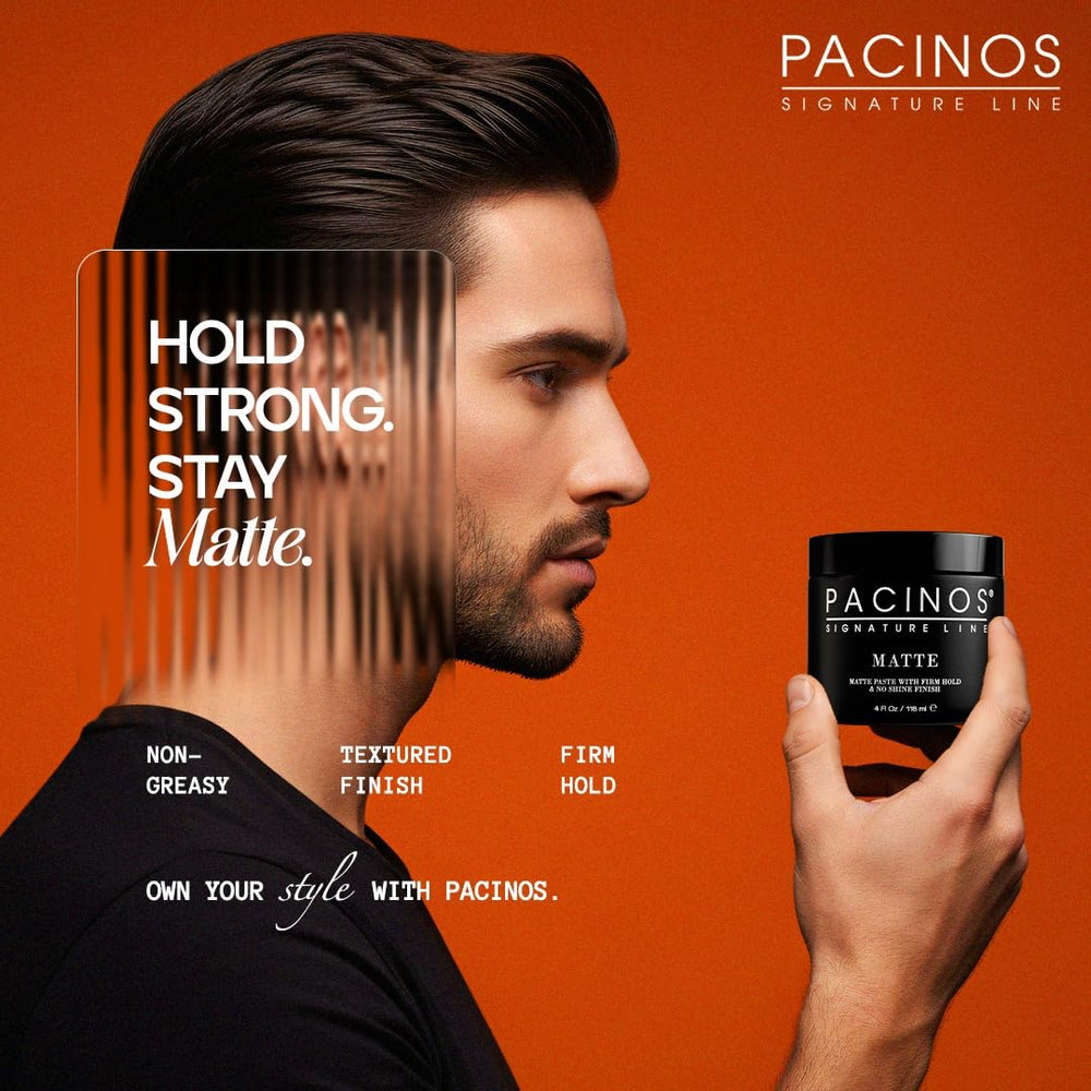 Pacinos DRYFI matte-finish hair for a subtle everyday style.