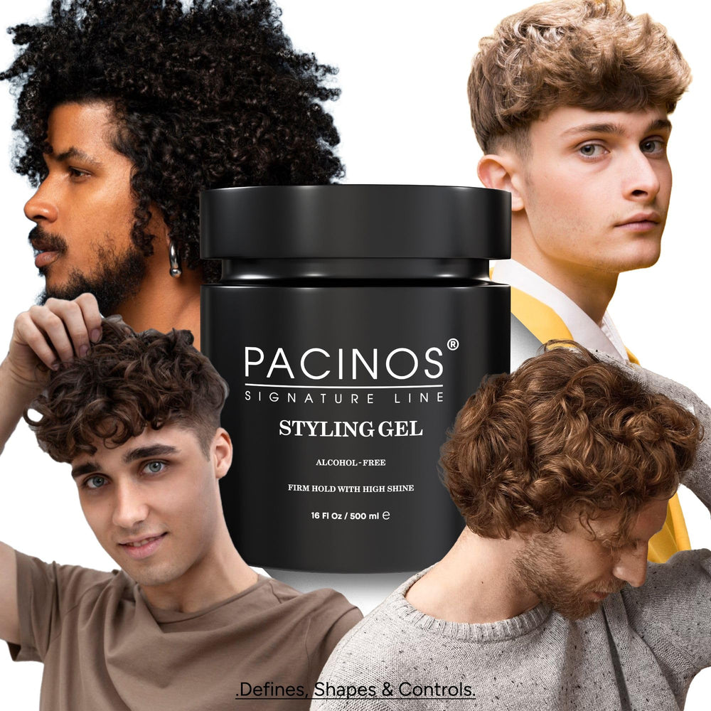 Pacinos hair gel applying to dry hair for quick styling.
