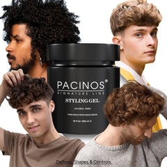 Pacinos hair gel applying to dry hair for quick styling.