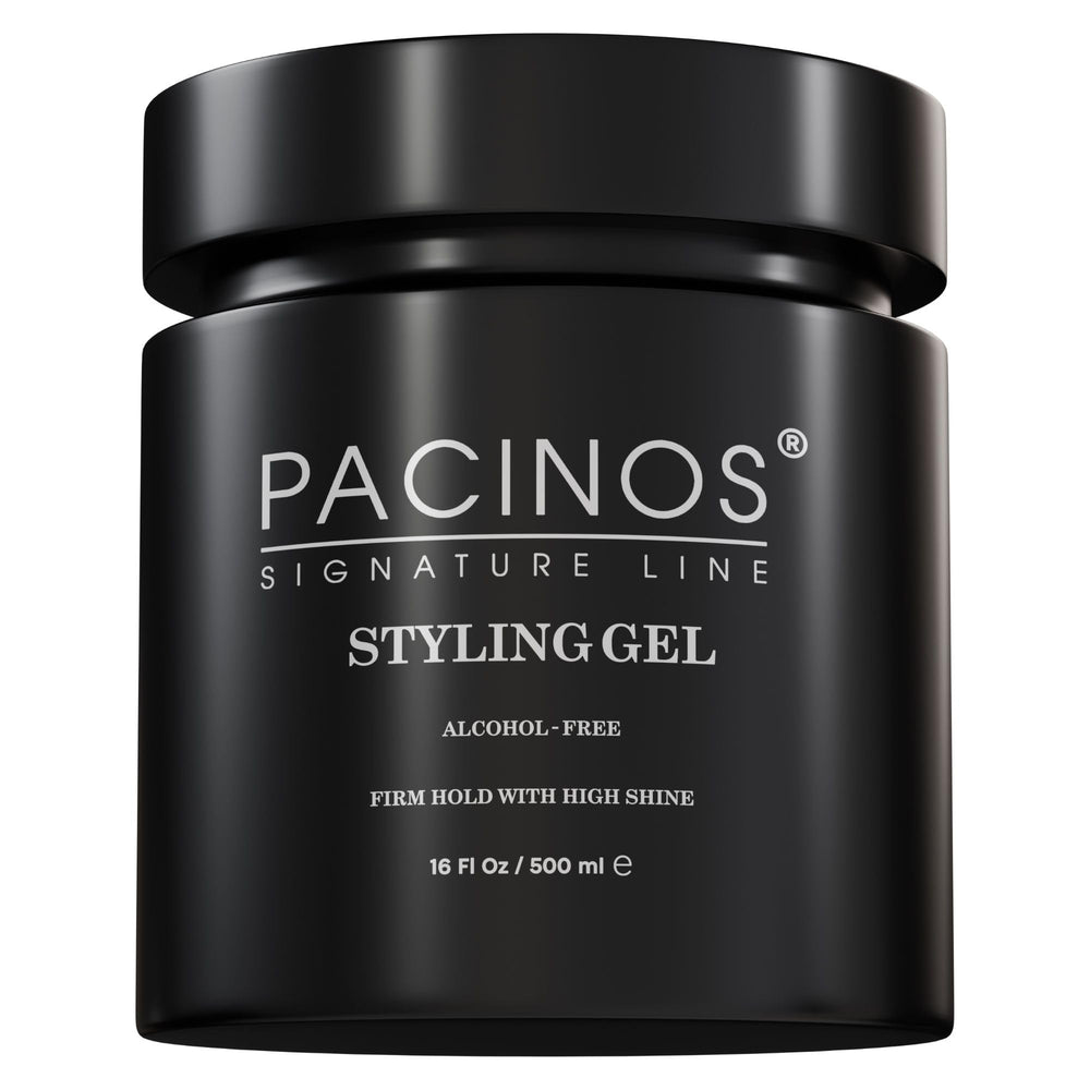 Pacinos hair gel strong hold with day-long staying power.
