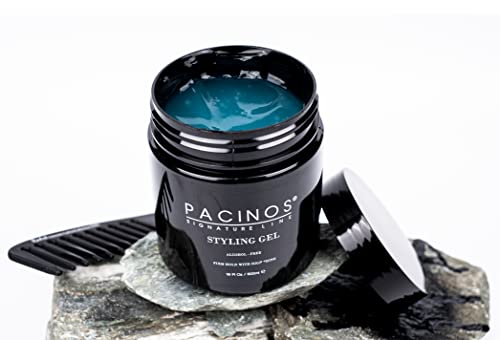 Pacinos hair gel wet-look finish for polished, high-gloss style.