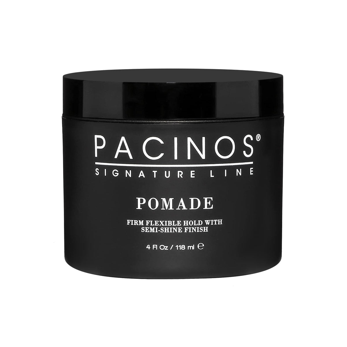 Pacinos Pomade flexible hold bottle—easy restyling with long-lasting control.