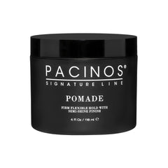 Pacinos Pomade flexible hold bottle—easy restyling with long-lasting control.