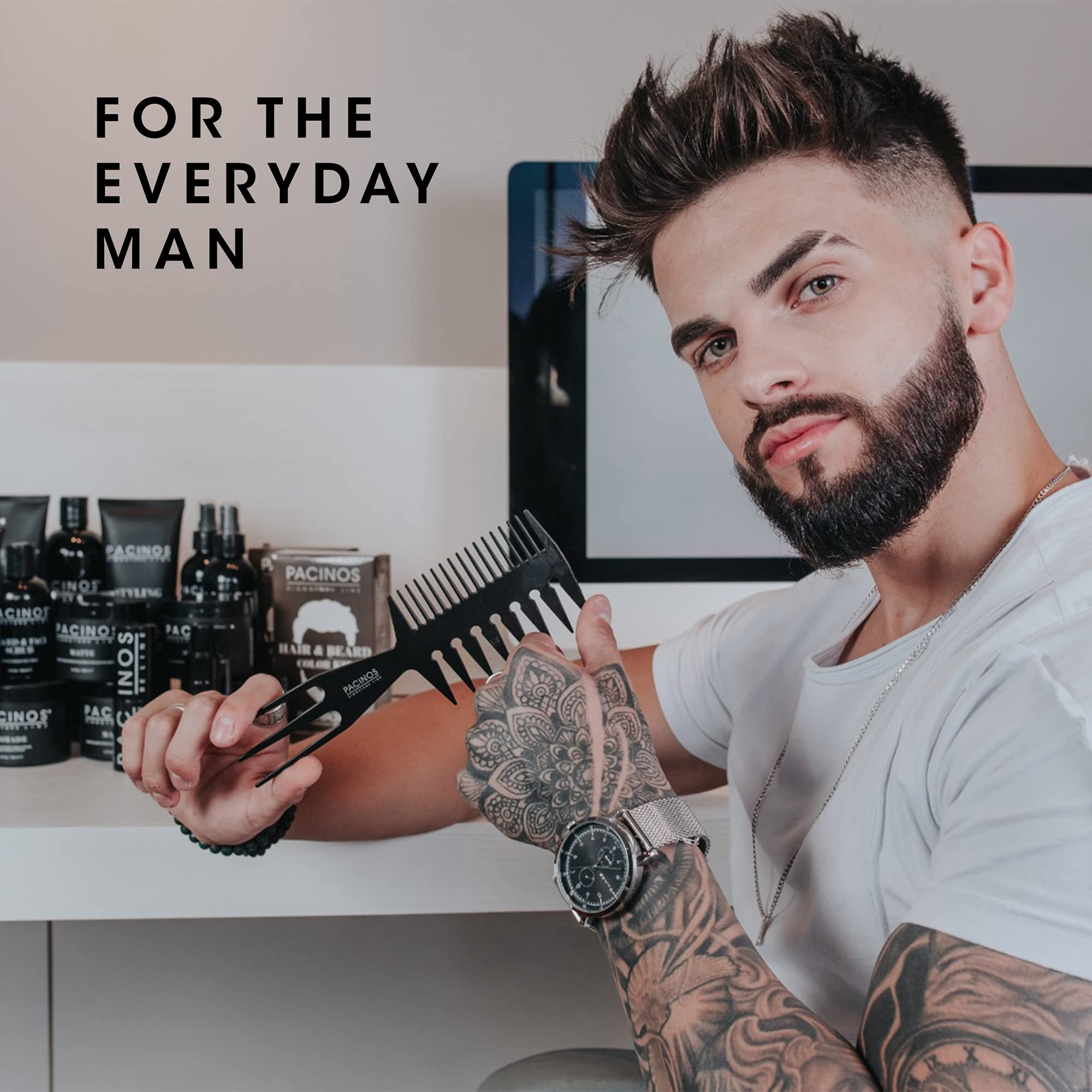Pacinos Pomade frizz control in action on unruly strands.