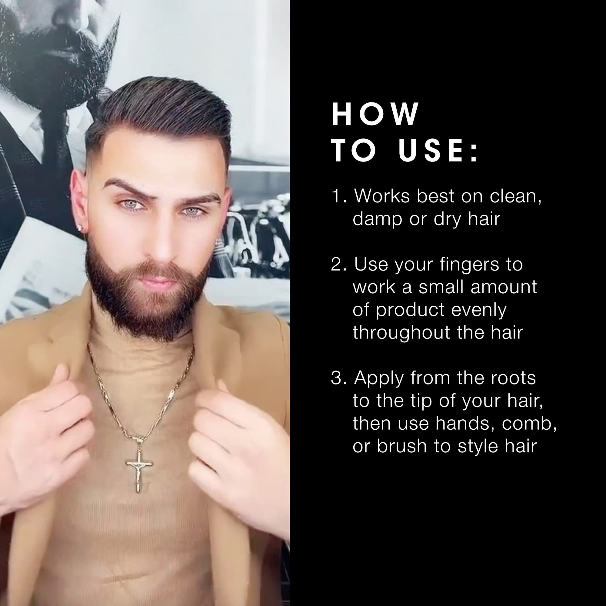 Pacinos Pomade wet-look styling for formal or semi-formal occasions.