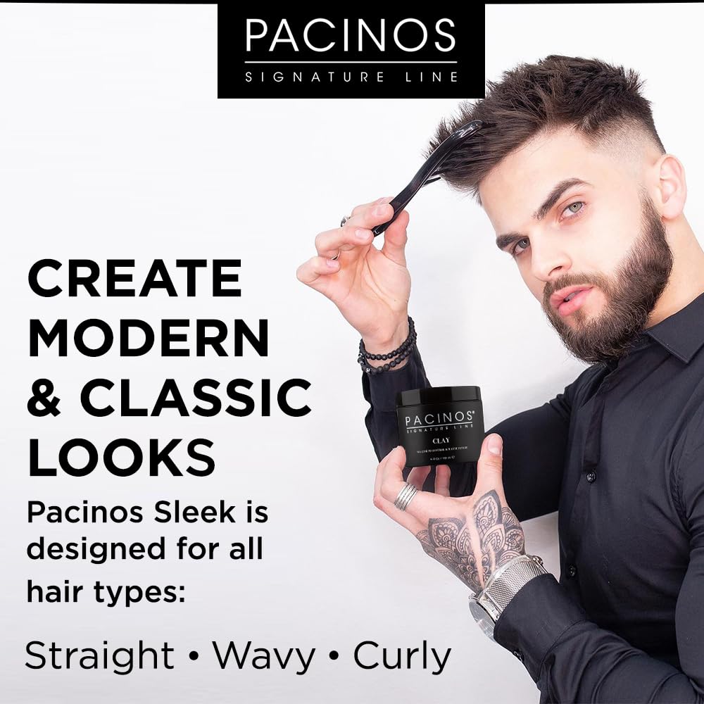 Pacinos SLEEK styling-hair image shows smooth, non-crispy finish for medium to longer locks.