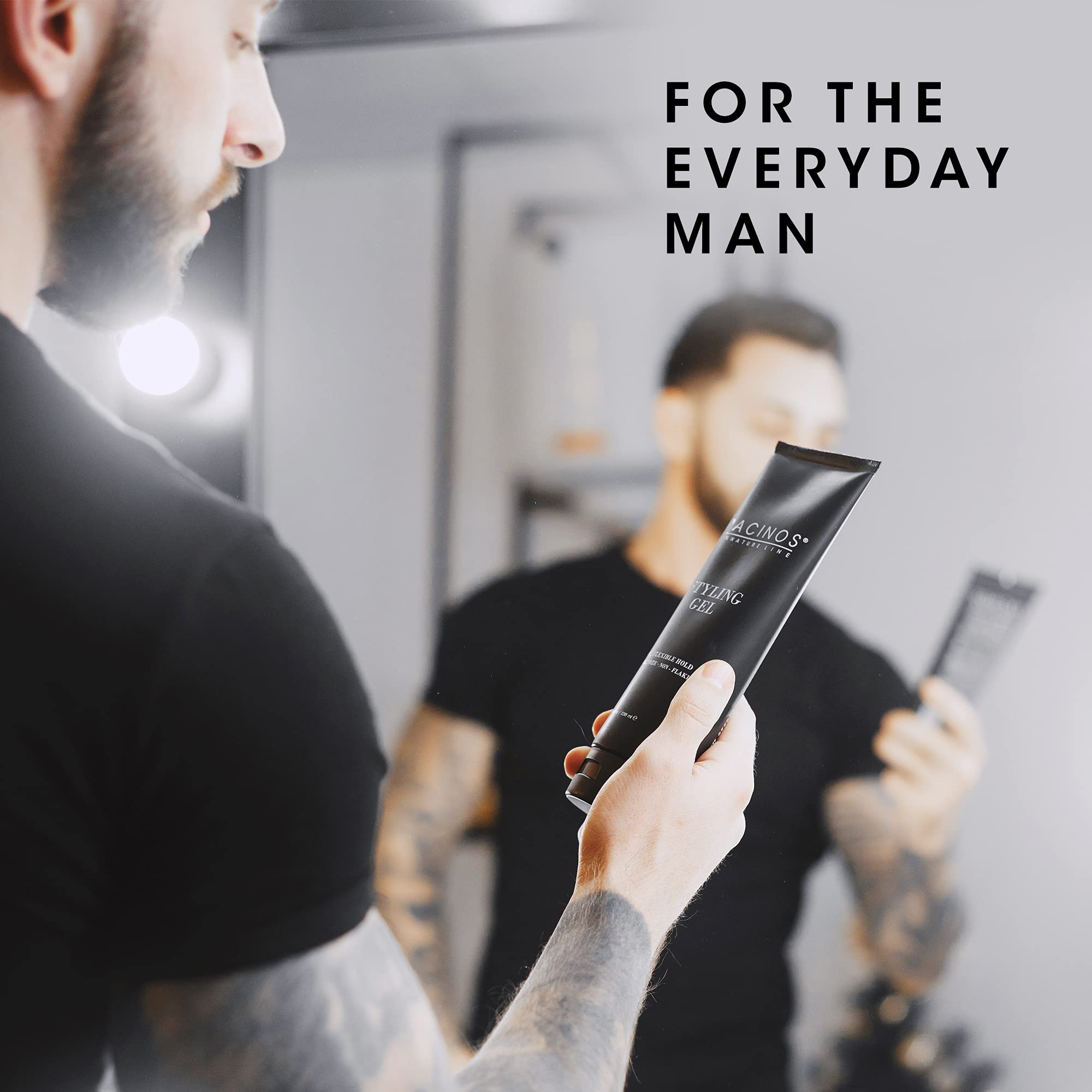 Pacinos Styling Gel delivers a sleek, flake-free finish.
