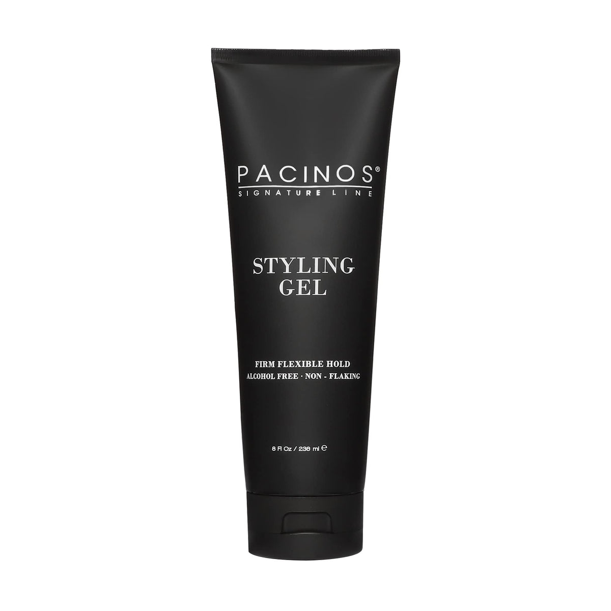 Pacinos Styling Gel packaging shows premium quality and all-day hold.