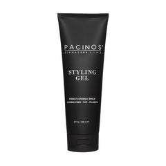 Pacinos Styling Gel packaging shows premium quality and all-day hold.