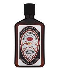 Packer's Pine Tar Shampoo bottle front showing rugged pine scent for soothing scalp care.