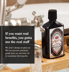 Packer's Pine Tar Shampoo lather demonstrates rich foam for clean, refreshed strands