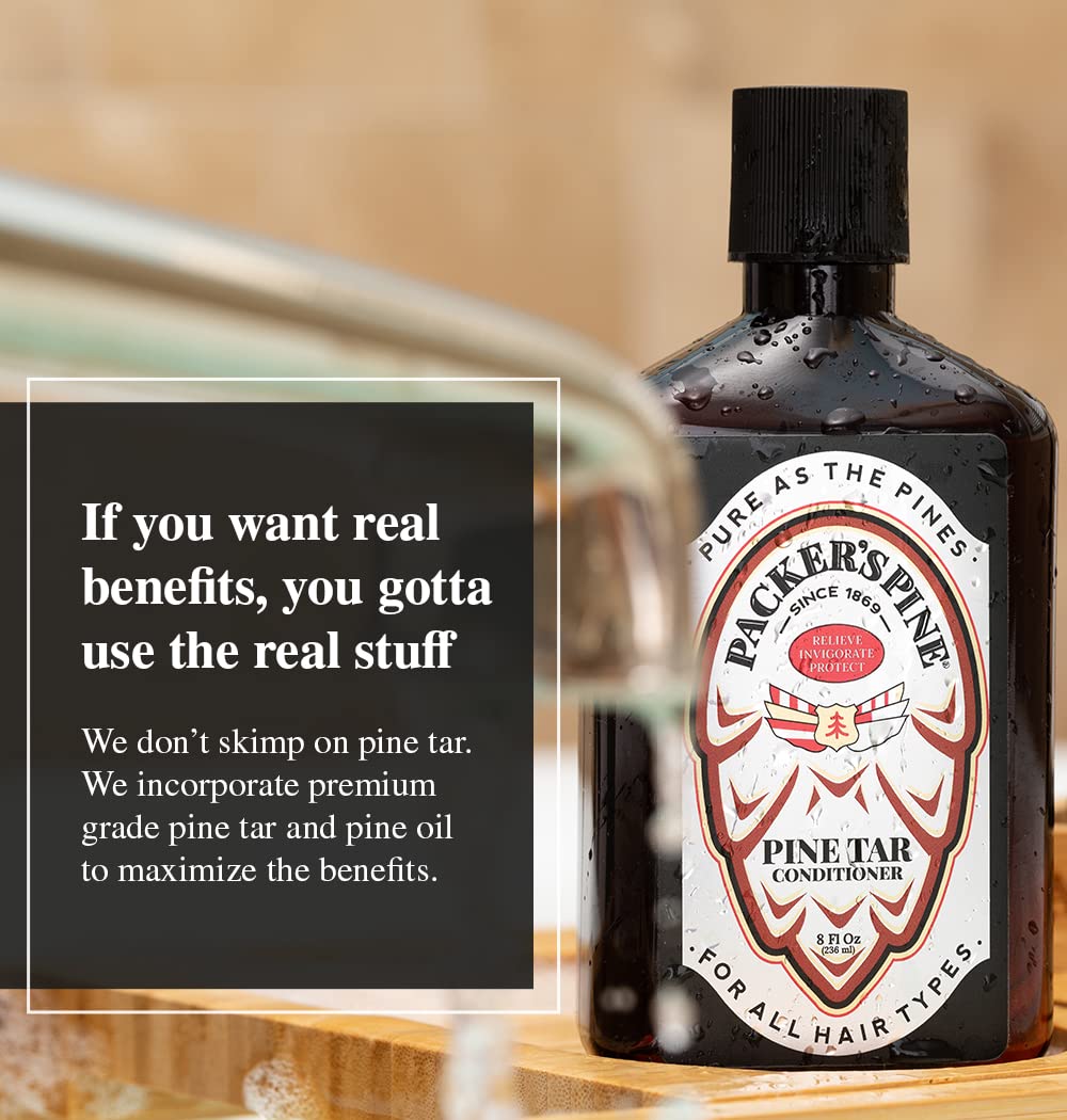 Packer's Pine Tar woodsy scent captures the fresh pine aroma for daily grooming