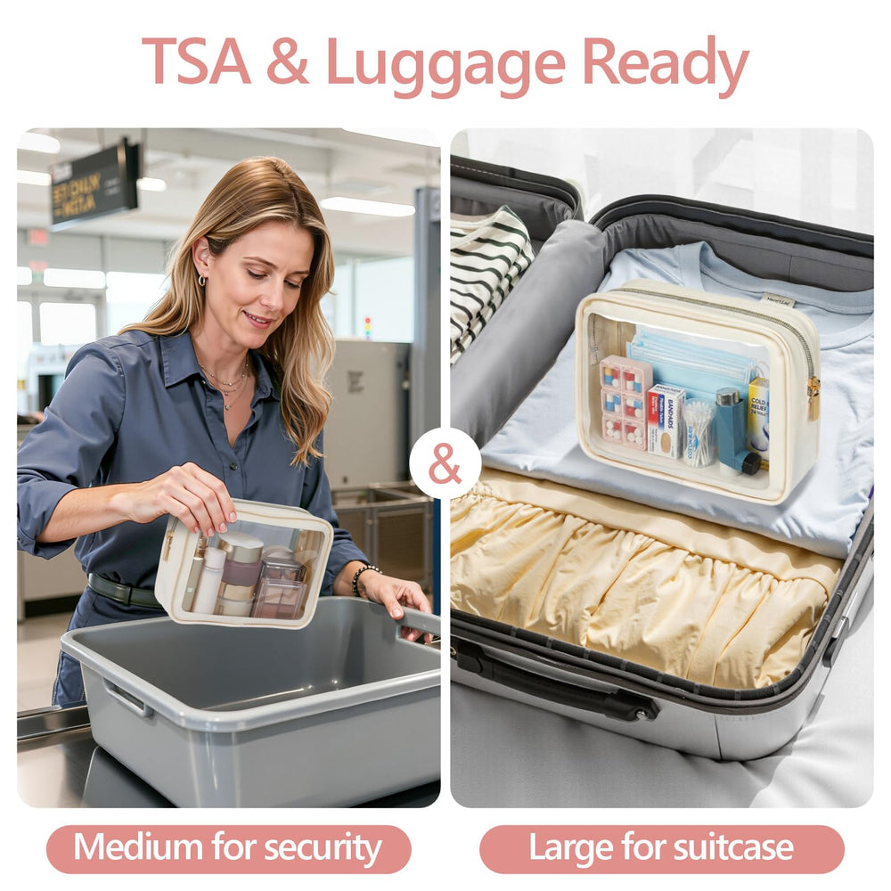 Packism bolsa maquillaje transparente tamaño mediano, adecuada para líquidos