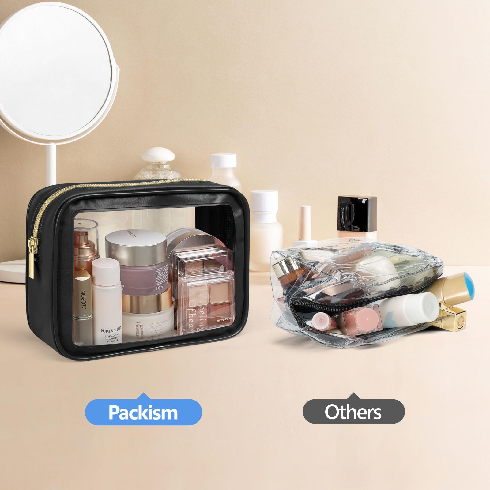 Packism clear bag interior odorless design with deodorizing bag for freshness