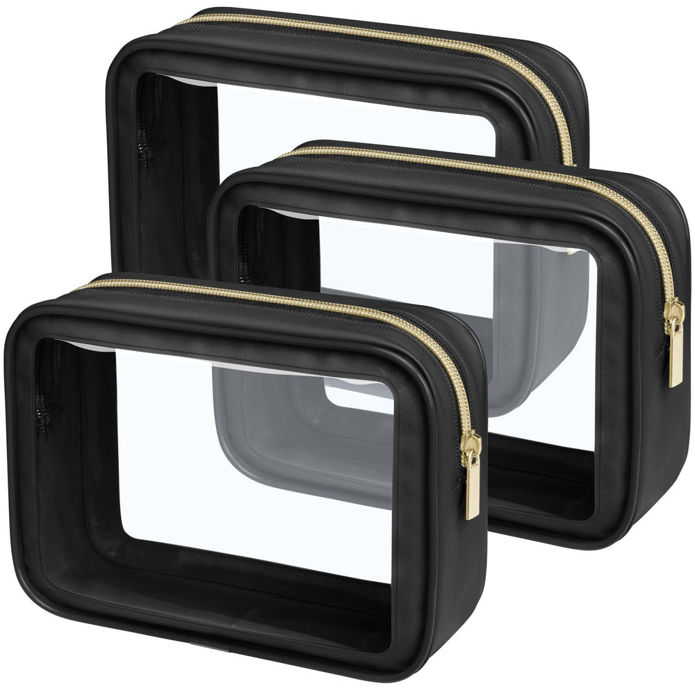 Packism clear makeup bag 3 medium front view, ideal for TSA-friendly travel bottle organization